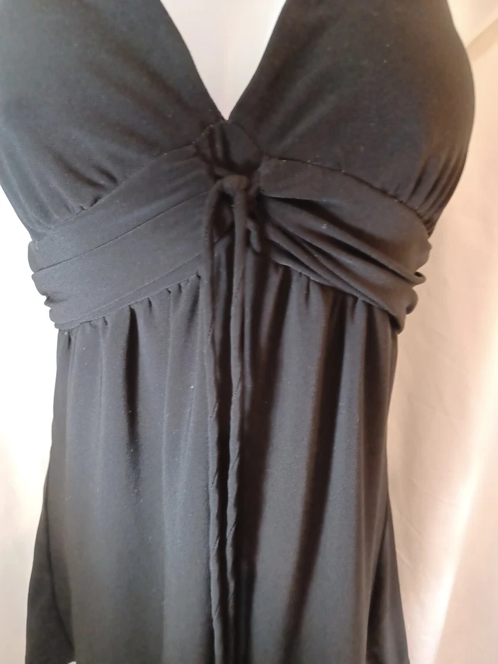 Top de baño No Boundries Junior Halter para mujer M 7-9 poliéster spandex negro Foto 4 de 4