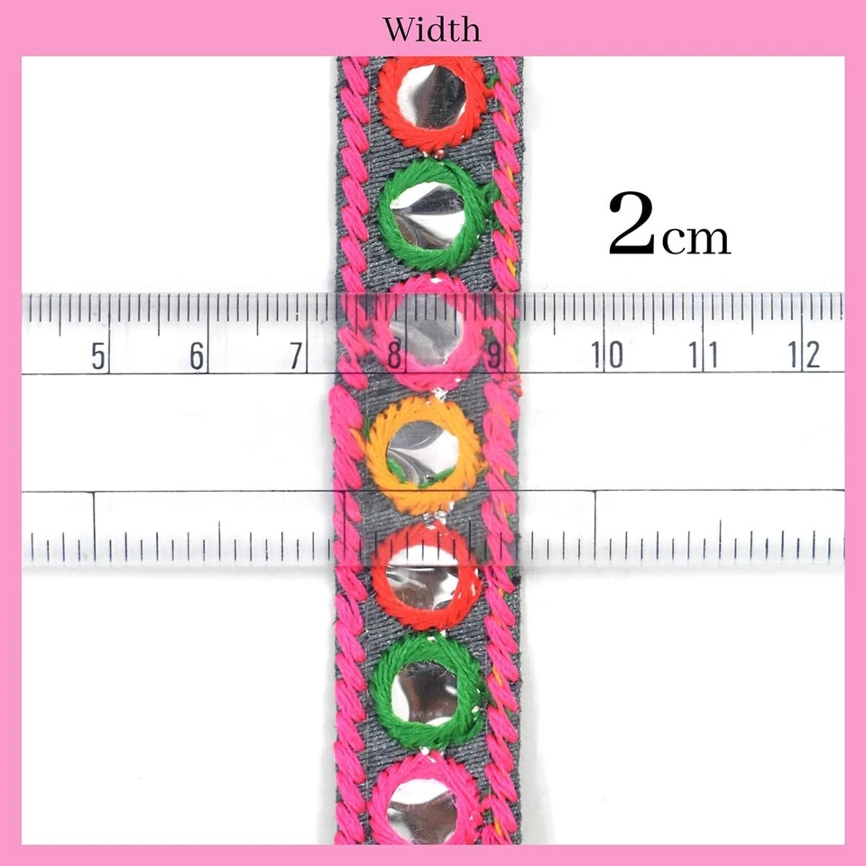 Bordado Algodón Multicolor Crochet Redondeado Encaje para Coser Sari Borde Kurta Foto 2 de 4