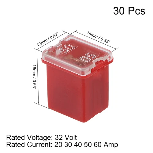 Car Mini Cartridge Fuse Set 32V 20A 30A 40A 50A 60A M Cartridge Car 30pcs - - Picture 2 of 3