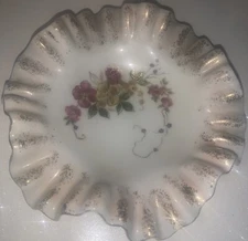 Vintage Candy Dish by Bond Ware L & M Gold Trimmed Ruffled Dish