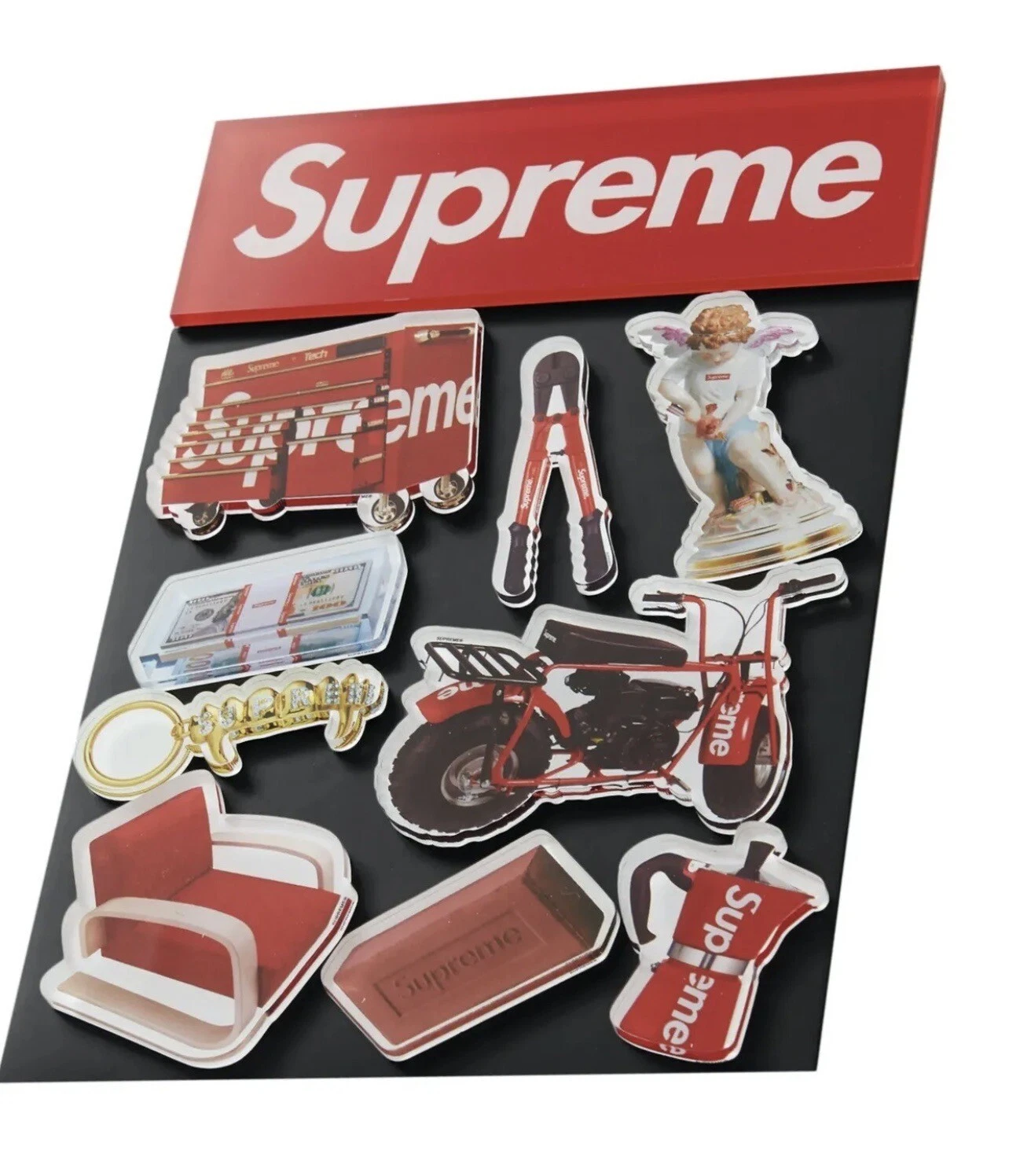 SUPREME MAGNETI SUPREMI (CONFEZIONE DA 10) MULTICOLORE SS22 SETTIMANA 8 (A MANO) AUTENTICI NUOVI