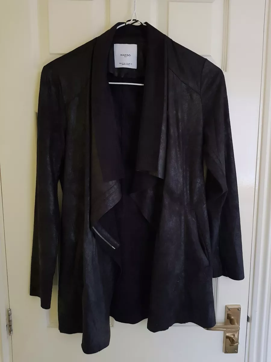 Mango Suit Black Faux Suede Waterfall Jacket S 8 sold out eBay
