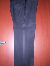 Black Tone on Tone Striped Tuxedo Trousers - men's 28 - 40 waist VINTAGE 1980's