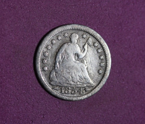 1854- silver SEATED LIBERTY Half Dime #P20445