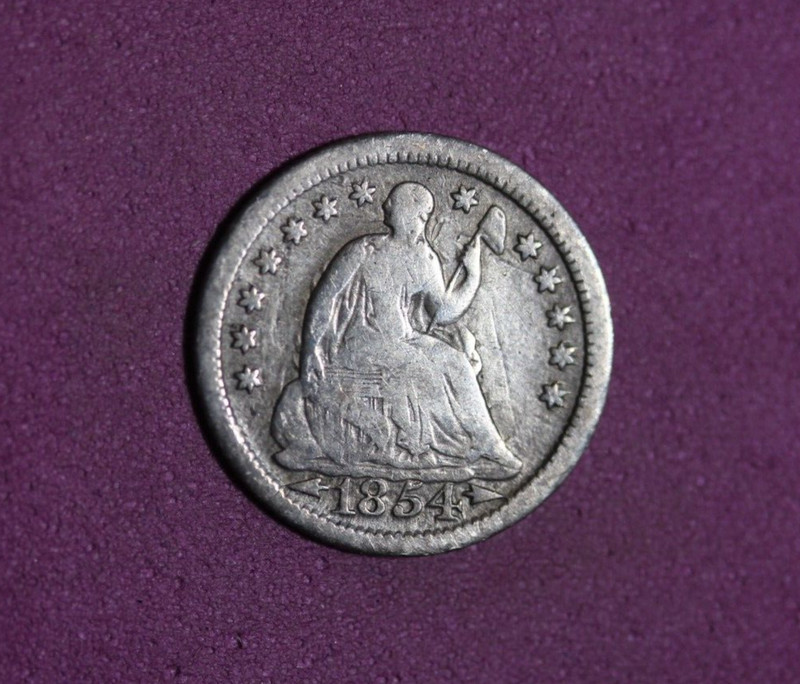 1854- silver SEATED LIBERTY Half Dime #P20445