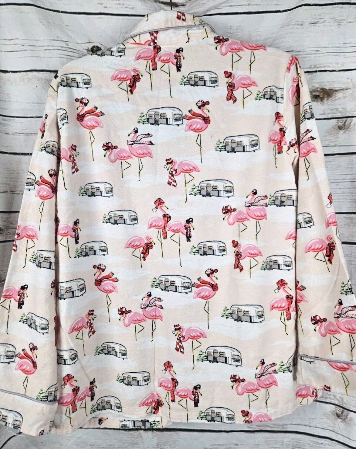 Nick & Nora Flamingo Christmas Flannel Pajamas Se… - image 3