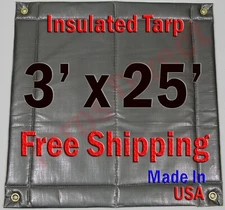 3' x 25' Insulated Poly Tarp 1/4" Foam Core Concrete Padding Wall Cushion Kiln