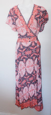 BNWT Pink Diamond Printed Wrap Dress - Autumn Hues - Size S (8/10)