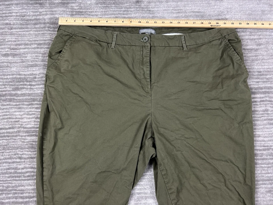 Jessica London Pants Womens 26W Green Cotton Blend Chino Straight Leg - Image 4 of 4