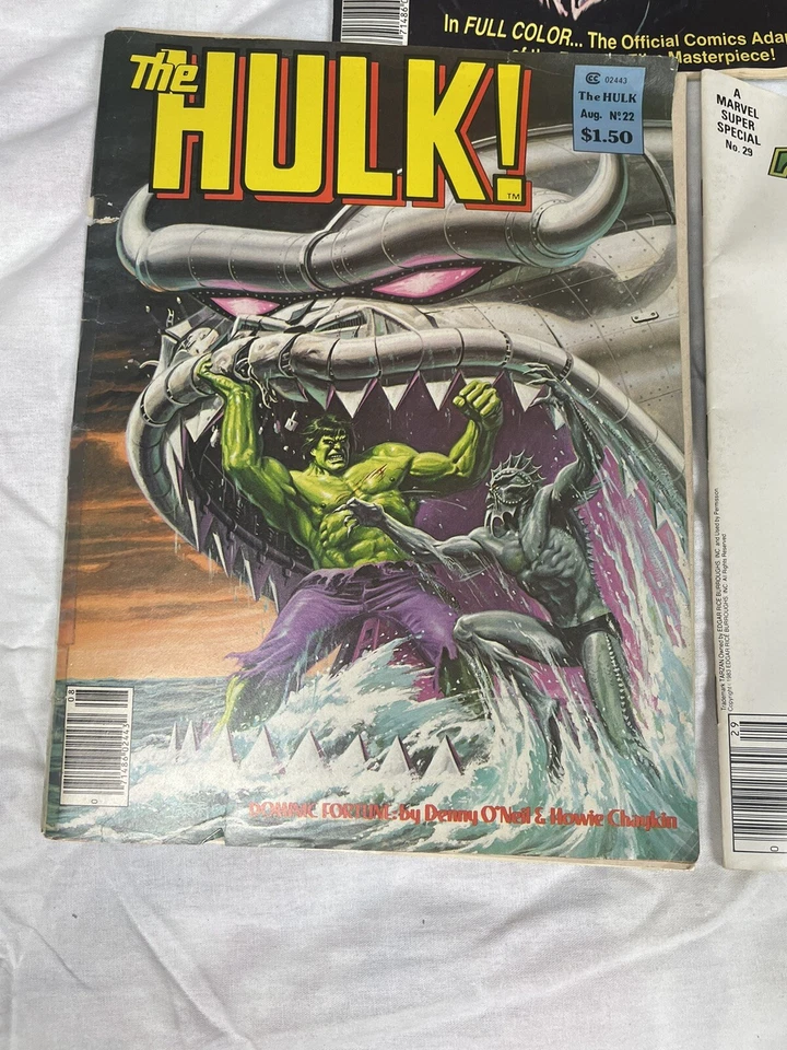 Lote de 5 revistas Marvel 1980-86: Super Special 26 28 29 Hulk 22 Conan 120 FN-GD Foto 2 de 4