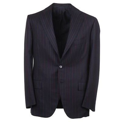 Cesare Attolini Slim-Fit Navy-Orange Chalk Stripe Flannel Wool