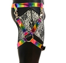 Faux Leather 1-1/2" O-Ring X Leg Harness Garter Punk Grunge Rave EDM Festival