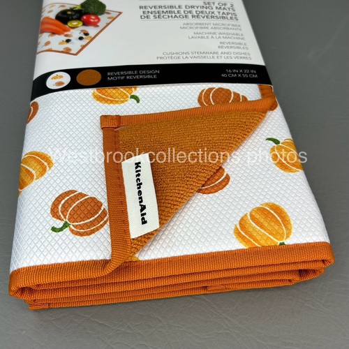 KitchenAid Kitchen Drying Mats FALL PUMPKINS (2) REVERSIBLE 16X22 - Picture 5 of 6