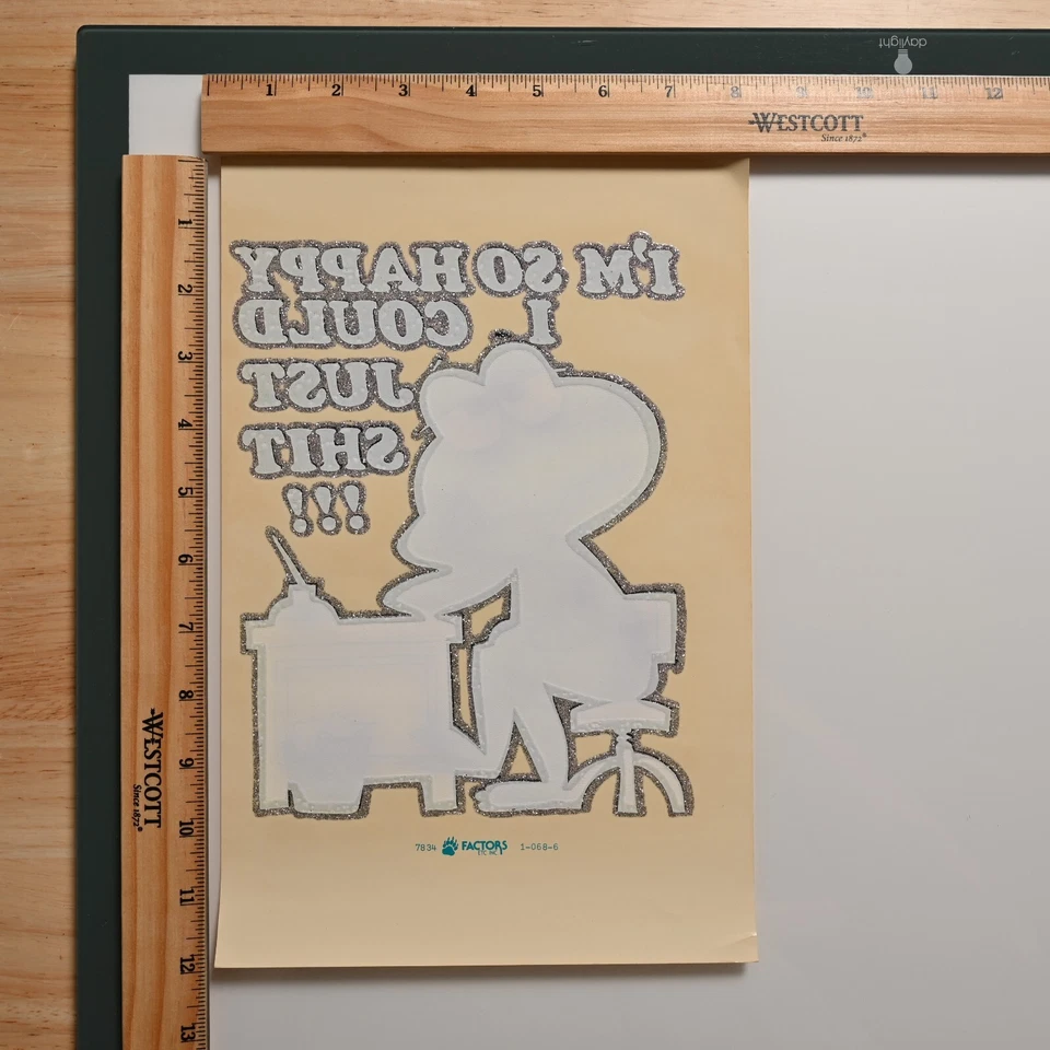 Винтажная теплопередача 1970-х | Я так счастлив | новая из старых запасов футболка с рисунком - Изображение 2 из 3