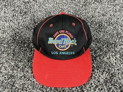 Vintage 90 s Hard Rock Cafe Los Angeles  Let s Get Rocked  Black Red Logo Hat OS