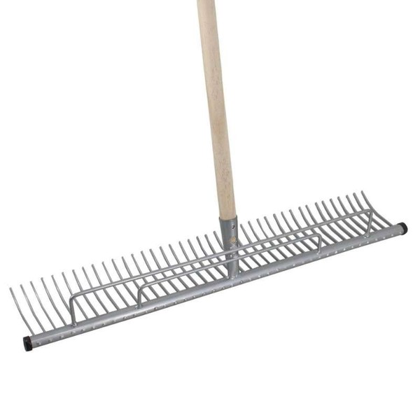 Rasenrechen Stahl 70 Cm Laubrechen Mit Holzstiel BüGelrechen Gartenrechen Harke-image