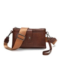 Vintage Leather Camera Crossbody Bag for Women, Stylish Two Layer Brown-s