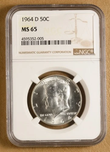 1964 D Kennedy Silver Half Dollar NGC MS65