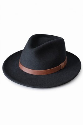 Brixton 黒 フェルトハット Lサイズ Men's BRIXTON Black WOOL Fedora HAT Wide Brim Leather CLASSIC