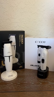 JRL ONYX Cordless Hair Clipper & COCCO VELOCE Digital Trimmer White Black