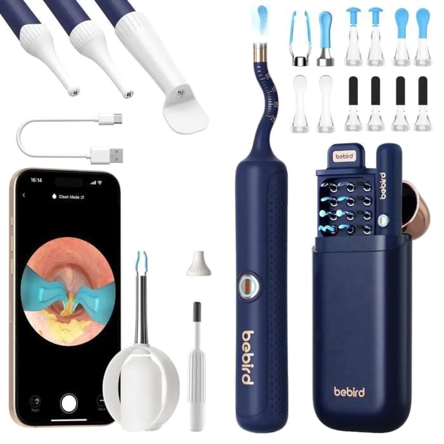 Otoscope caméra HD 1920P Bebird EarSight Plus nettoyeur oreille nez gorge sans fil