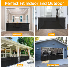 Retractable Baby Safety Gate, 33" Tall, Extends to 55" Wide - Black