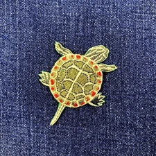 Painted Turtle Applique Patch - Embroidered Water Animal Badge 2.5" (Iron On)