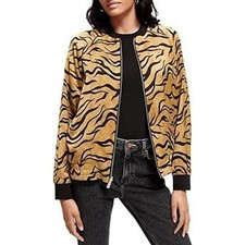 Scotch Soda Amsterdam Tiger Print Bomber Jacket Womens Floral Lining S MINT