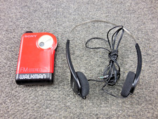 Vintage Red Sony SRF-26 Walkman FM Stereo with MDR-006 Headphones 'Working'
