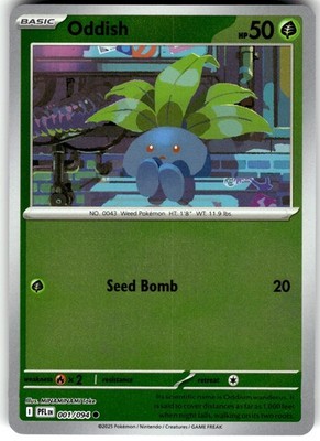 Oddish 001/094 Common Phantasmal Flames Pokemon Reverse Holo Near Mint