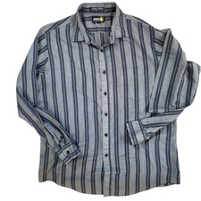 Vtg Sasson Dress Shirt Grey Stripe Men  s Large