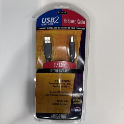 New BELKIN Printer Cable USB 2 High-Speed 2.0 Cable 6 FOOT USB A Plug to B Plug