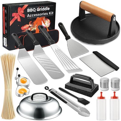 Griddle Accessories Kit and Burger Press, Flat Top Grill Accessories Set for ...