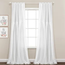 Tulle Skirt Solid Window Curtain Panel Pair, 84" L x 40" W, White