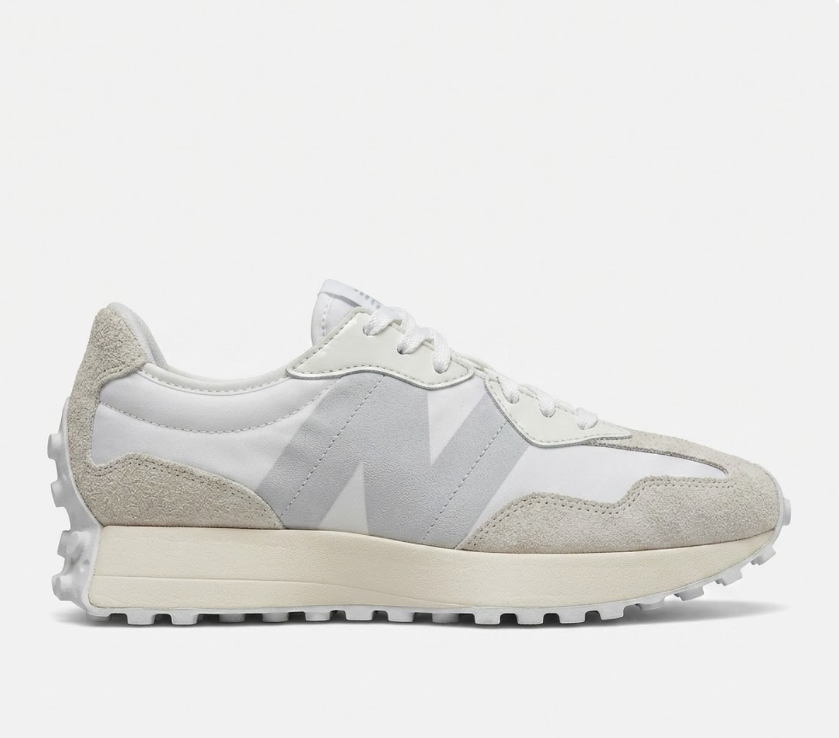 GUC New Balance 327 Sea Salt Rain Cloud Grey Suede Women Sneaker WS327SFD Sz 8.5