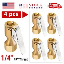 4 X Air Chuck Heavy Duty Open Flow Lock On Tire Chuck W Clip For Inflator Gauge