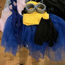 Minion costume - Hat Goggles Gloves Suspenders Tutu