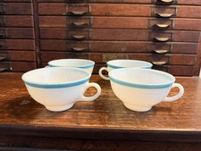 Lot of 4: Pyrex Delphite Blue Trim Tea Cup Mi...