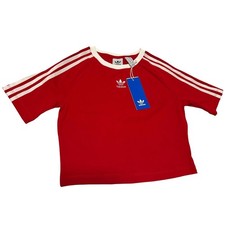 Adidas 3 Stripes Slim Fit Baby Tee Red Sz S NWT