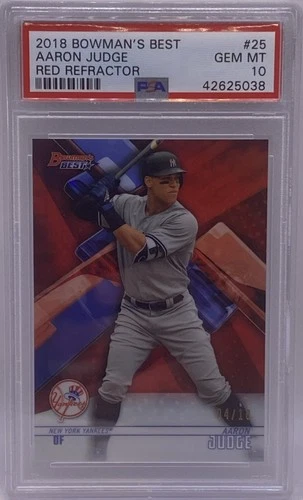 2018 Bowman’s Best Aaron Judge #25 Red Refractor #04/10 PSA 10 GEM SP SSP MVP
