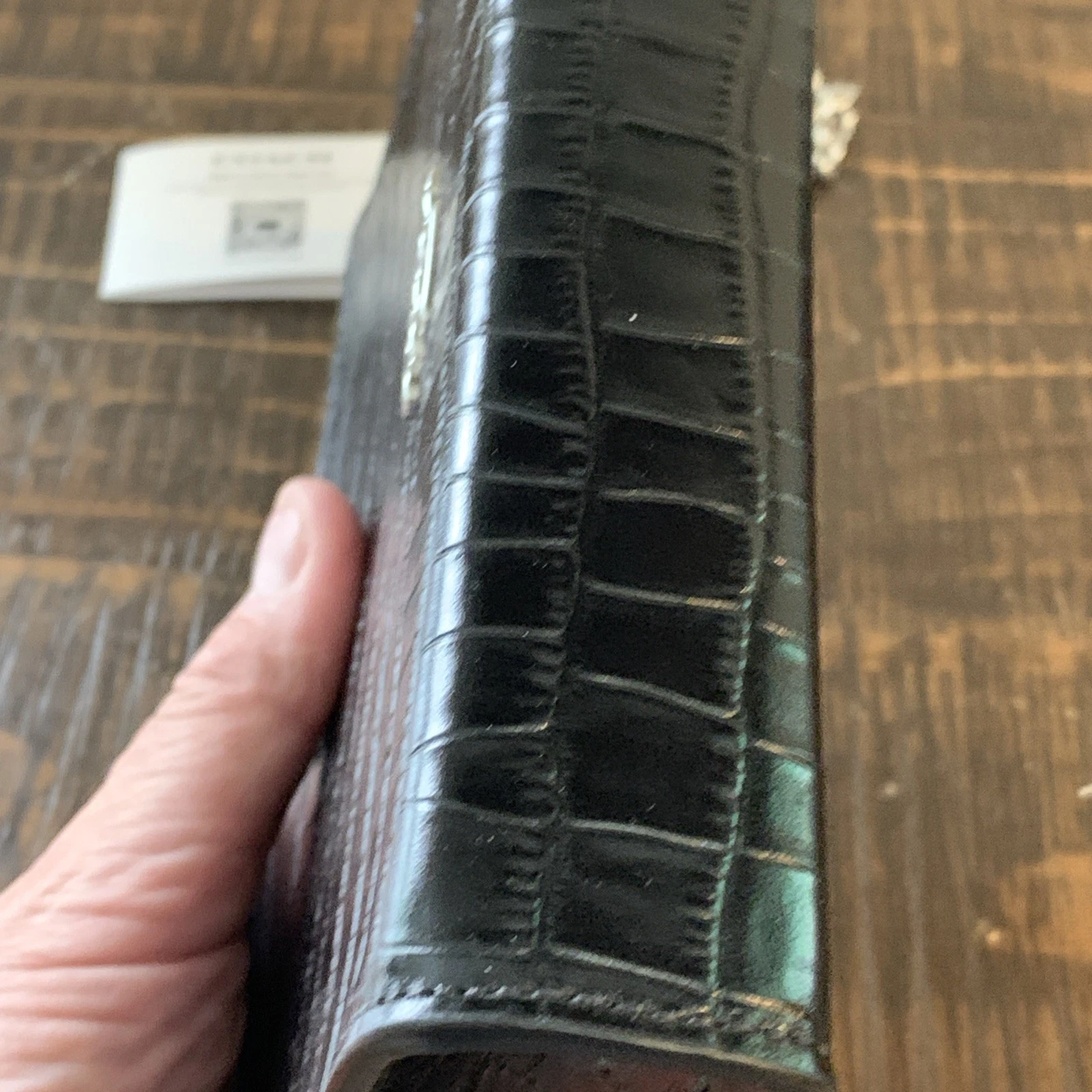 Tracolla Coach Croc in pelle goffrata nera nuova con etichetta CR237