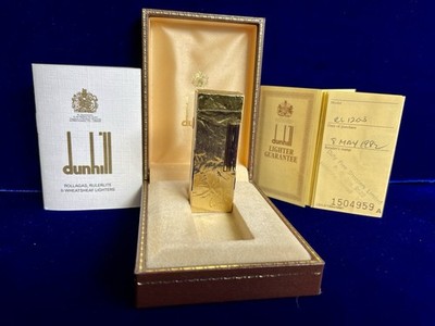 Dunhill Lighter Vintage Gold Rollagas Super Mint Condition Works 1 Year Warranty