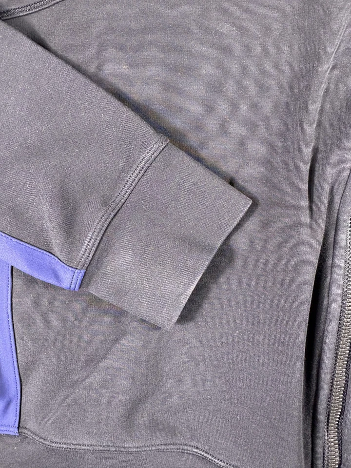 Chaqueta Lululemon Mujer 8 Azul Marino Cremallera Completa Cuello Alto Rayas Atlética Pista Foto 2 de 4