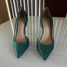 Betsey Johnson Turquoise Rhinestone Stiletto Pumps Pointed Toe Women's Size 8