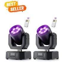 Mini Dj Moving Head Lights, RGBW 60W Stage Wash Lighting with Remote Control ...