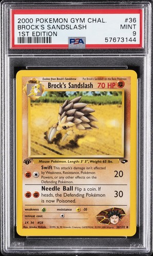 Brock's Sandslash (1st Edition) graded PSA 9 for sale on eBay
