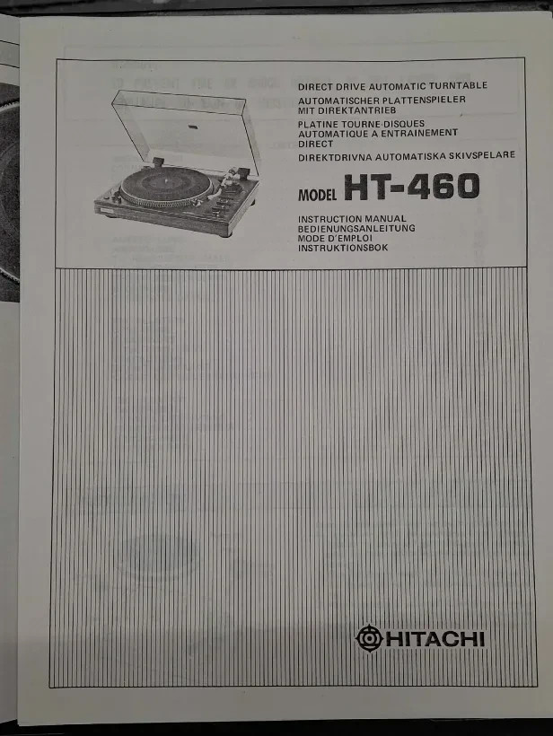 HITACHI HT-460 Turntable Owners Manual Photocopy