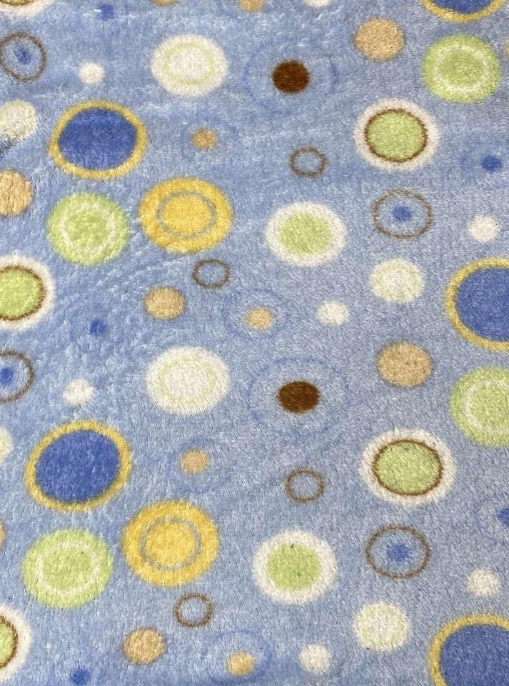 Baby Gear Blanket Circle Blue Green Yellow White Brown Dots Soft Fleece Lovey - Изображение 3 из 3