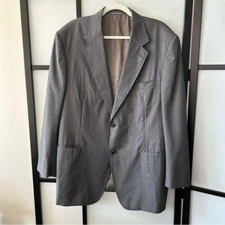 [56R] Canali Holt Renfrew Men’s Grey Purple Pinstripe Suit Coat 100% Virgin Wool