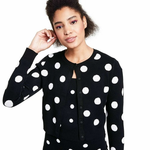 White Polka Dot Cardigan Sweater Top 